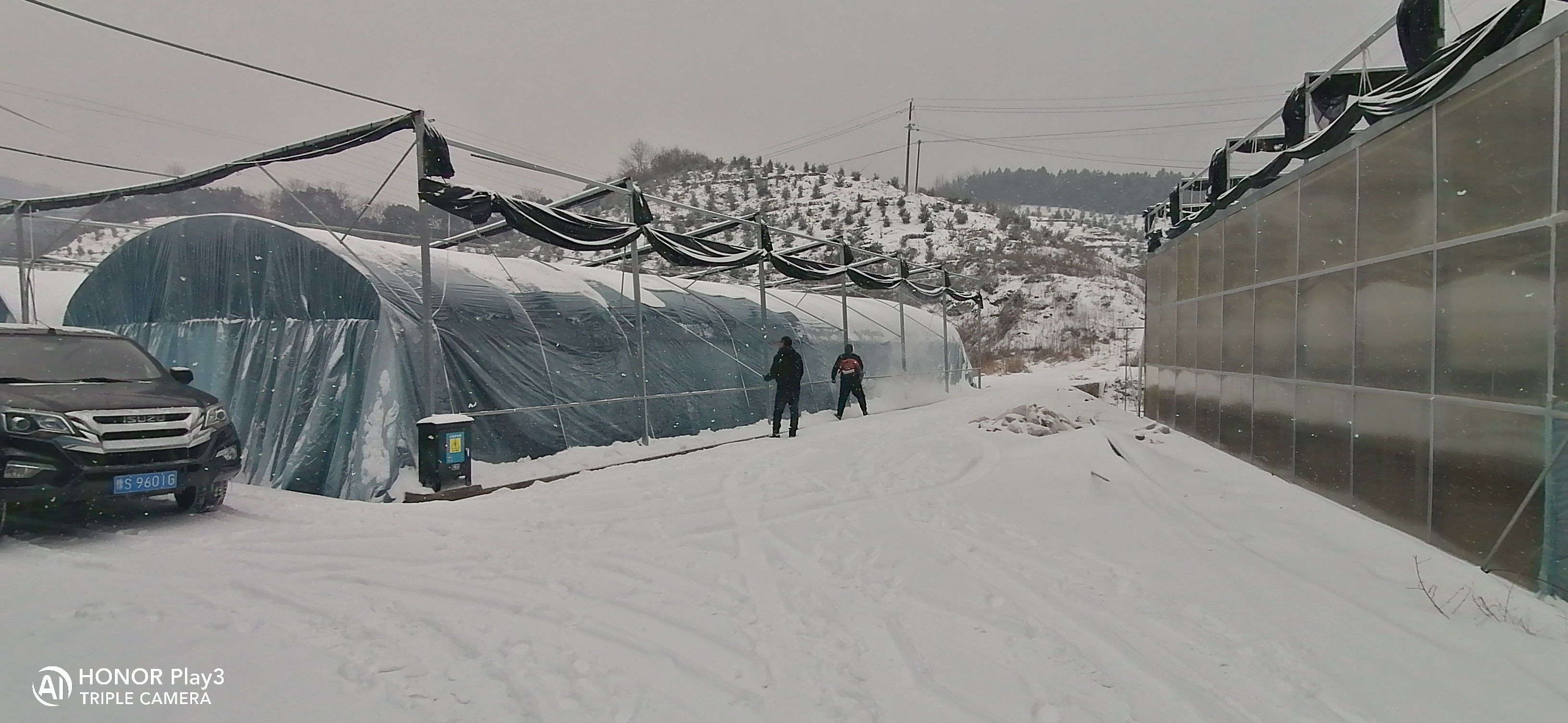 大雪来了不慌张新县卡房乡扫雪除冰护大棚